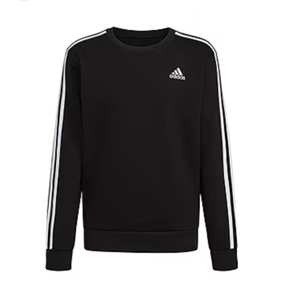 ADIDAS Boys Essentials 3-Stripes Fleece Crew-neck Sweatshirt, embroidered logo - Picture 4 of 9